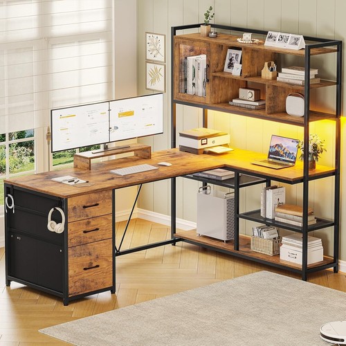 Shaped computer desk with - shaped,