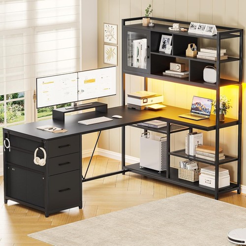 Shaped computer desk - computer, desk,